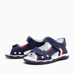 Navy Blue Genuine Leather Velcro Boys Sandals 100278784
