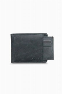 Wallet - Hidden Card Compartment Antique Black Genuine Leather Men's Wallet 100346233 - Turkey