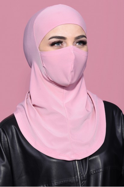 Woman Bonnet & Hijab - بودرة حجاب رياضية مقنعة باللون الوردي - Turkey