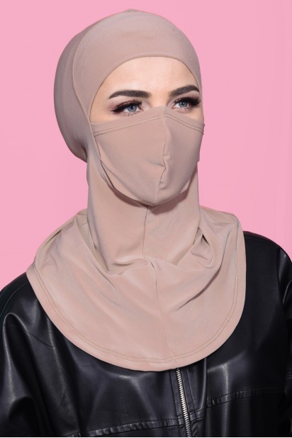 Woman Hijab & Scarf - Masked Sport Hijab Beige 100285358 - Turkey