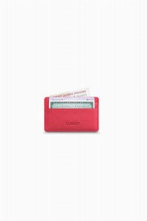 Wallet - Guard Ultradünner Unisex-Kartenhalter aus rotem minimalem Leder 100345344 - Turkey