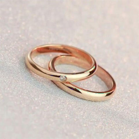 Wedding Ring - خاتم زفاف كلاسيكي من الفضة الإسترليني مطلي بالورد النحيف 100347919 - Turkey