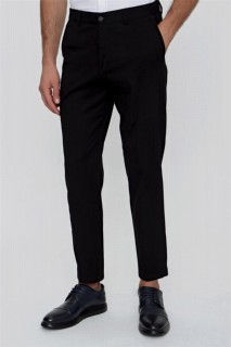 pants - Men's Black Dynamic Fit Casual Side Pocket Cotton Linen Trousers 100350946 - Turkey
