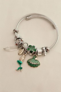 Emerald Green Mermaid Model Oyster Charm Bracelet 100326582