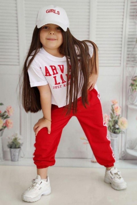 Girls Sports Cap Red Tracksuit Suit 100326754