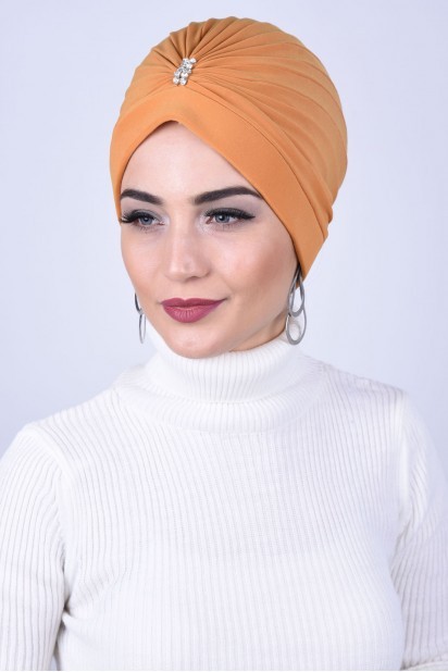 Woman Bonnet & Turban - Pierre du Milieu Bijou Os Jaune Moutarde - Turkey