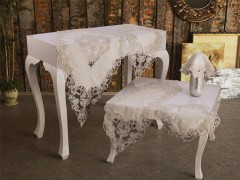 Living room Table Set - Ensemble de salon en velours Cinar 5 pièces Or crème 100259531 - Turkey