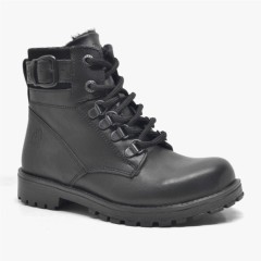 Boots - Bottes noires à fermeture éclair en cuir véritable avec fourrure pour enfants 100278752 - Turkey