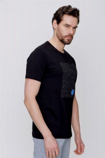 Men's Black Crew Neck Trend Printed Dynamic Fit Comfortable Cut T-Shirt 100352614
