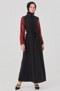 Daily Dress - Robe ceinturée à sequins et manches pour femme 100342696 - Turkey