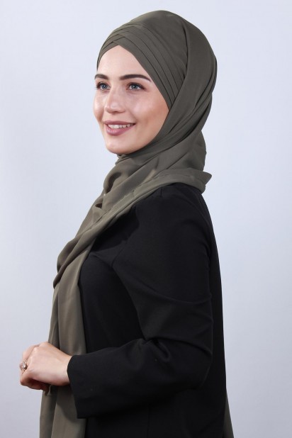 4 Draped Hijab Shawl Khaki Green 100285079