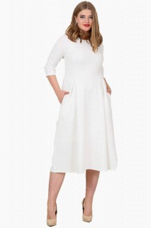 Plus Size Pocket Dress White 100276092