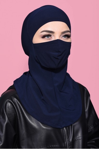Ready to wear Hijab-Shawl - Maskierter Sport Hijab Navy - Turkey