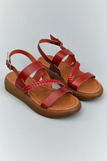 Lidie Red Leather Sandals 100343419
