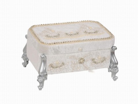 Dowry Products - Velvet Dowry Chest with Pearls Silver 100259918 - Turkey