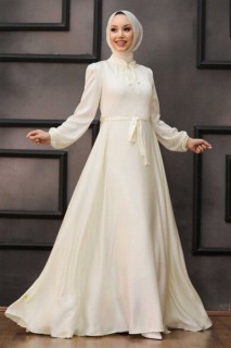 Wedding & Evening - Ecru Hijab Abendkleid 100299049 - Turkey