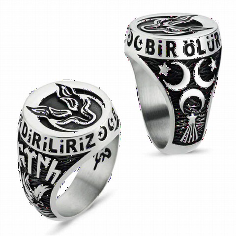 Animal Rings - Börü Armalı Silver Men's Ring 100349089 - Turkey