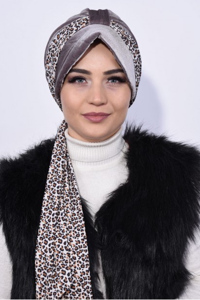 Woman Bonnet & Turban - Samt Schal Mütze Mütze Nerz - Turkey