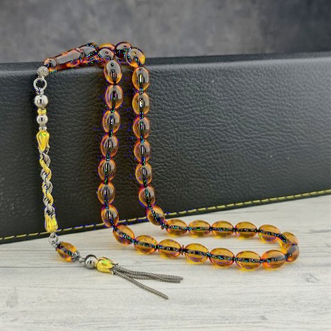Yellow Colored Fire Amber Rosary 100349387