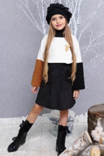 Girl Clothing - Girl's Hat and Sleeves Brown Wool Velvet Skirt Suit 100344676 - Turkey