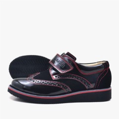 Suede Patent Leather Shoes for Boys Velcroded 100278554