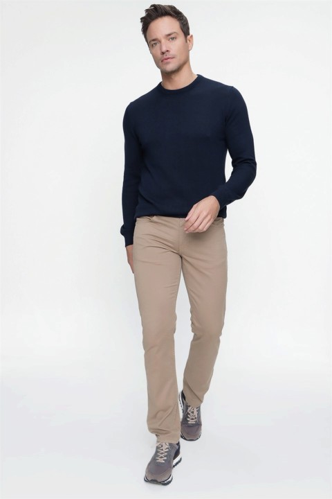 pants - Men's Mink Cotton Dynamic Fit Comfortable Fit 5 Pocket Linen Trousers 100351480 - Turkey