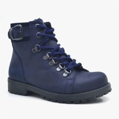 Boots - Griffon Children's Zippered Genuine Leather Navy Boots 100278600 - Turkey
