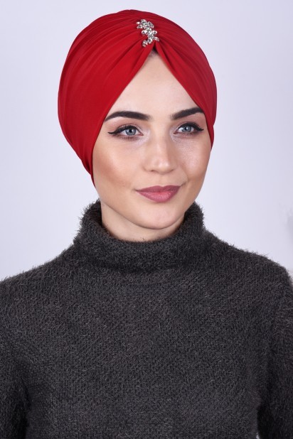 Evening Model - Stone Plissee Bonnet Rot - Turkey