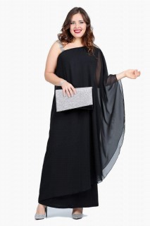 Long evening dress - Plus Size Chiffon One Sided Strap Dress 100276108 - Turkey