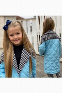 Girl's Crowbarn Pants and Quilted Coat 3-piece Blue Bottom and Top Set 100344659