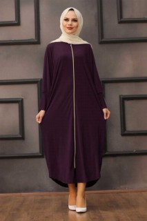 Woman Clothing - Abaya Turque Hijab Violet 100338813 - Turkey