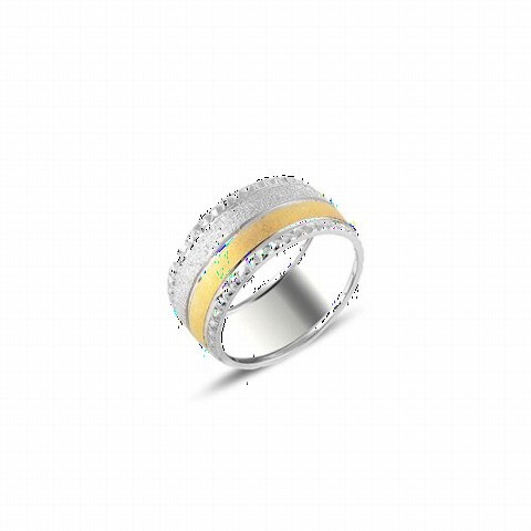 Men - Silvery Model 14K Gold Plated Silver Wedding Ring 100347196 - Turkey