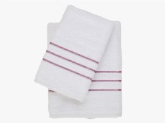 Stripe Cotton Bath Towel Set 2 Pcs White 100280363