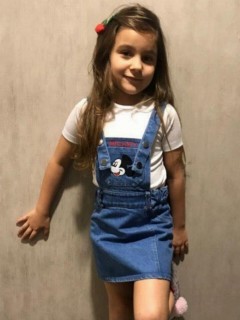Kids - بنطلون جينز بناتي ميكي وزرة زرقاء 100326727 - Turkey
