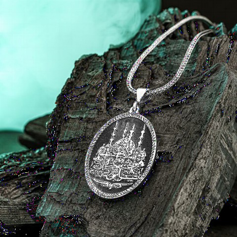 Mosque Motif Silver Necklace 100348251