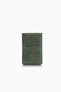 Leather - Antique Green Slim Mini Leather Men's Wallet 100346235 - Turkey