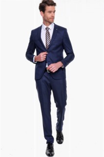 Men Clothing - Men's Sax Cappi Slim Fit Slim Fit Jacquard 6 Drop Suit 100350590 - Turkey