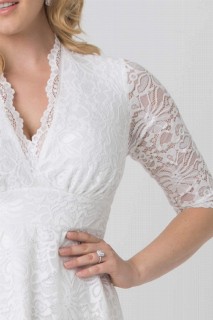 Plus Size Lycra Lace Short Dress 100276241