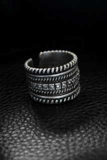 Silver Rings 925 - Adjustable Motif Model Men's Ring 100319561 - Turkey