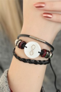 Bracelet - Black Color Infinity Design Multi Leather Women's Bracelet 100318774 - Turkey