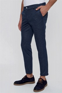 Men's Navy Blue Roza Slim Fit Slim Fit Side Pocket Waist Elastic Fabric Sport Trousers 100350967