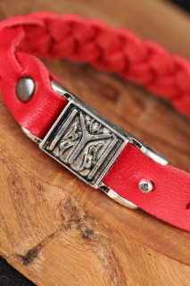 Red Color Knitted Model KayÄ± Length Accessory Leather Men's Bracelet 100318842