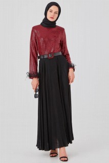 Daily Dress - Women's Sleeves Tasseled Sequined Sequin Evening Dress 100342704 - Turkey
