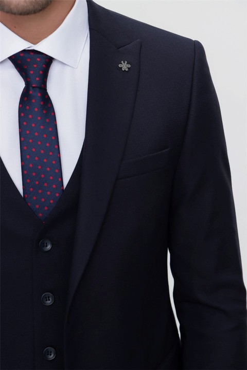 Mens Navy Blue Kiton Slim Fit Slim Fit Vest Jacquard 6 Drop Suit 100351275