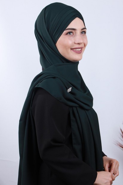 4 Draped Hijab Shawl Dark Emerald Green 100285081