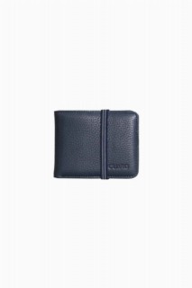 Wallet - Portefeuille Elastic Sport en cuir véritable bleu marine 100346314 - Turkey