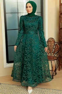 Green Hijab Evening Dress 100341710
