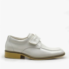 Cream Classic Patent Leather Velcro Sunnah Shoes for Boys 100278485