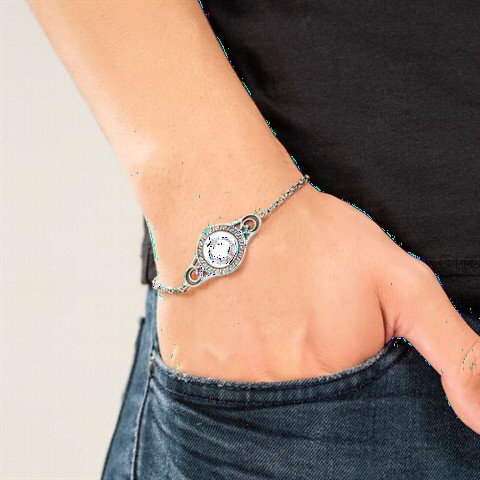 Bracelet - King Silver Bracelet with Crescent and Star Word-i Tawhid 100349414 - Turkey