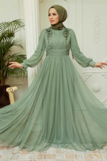 Mint Hijab Evening Dress 100341600